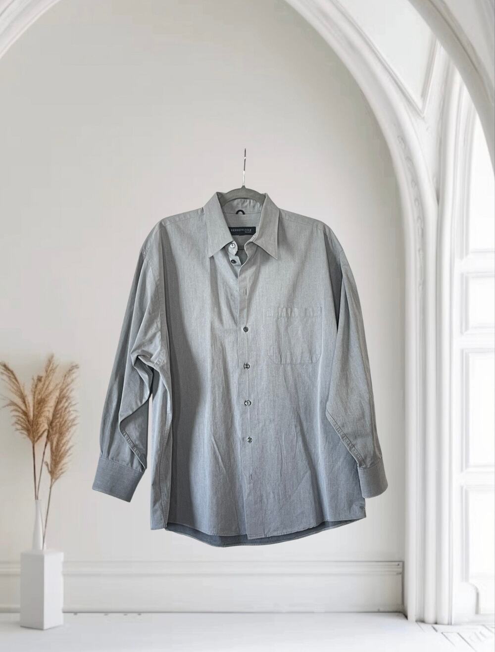 KENNETH COLE Long Sleeve Dress Shirt Grey 16 1/2
